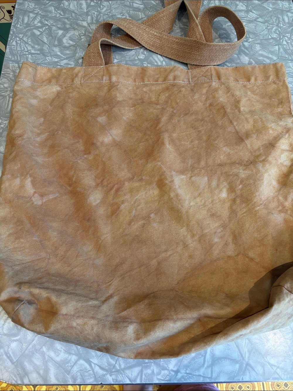 Vintage, tribal, celestial tan canvas tote bag a "Sun Spirit" design from 2000 - Picture 4 of 11
